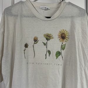 Motivational White Baggy TShirt with Sunflowers